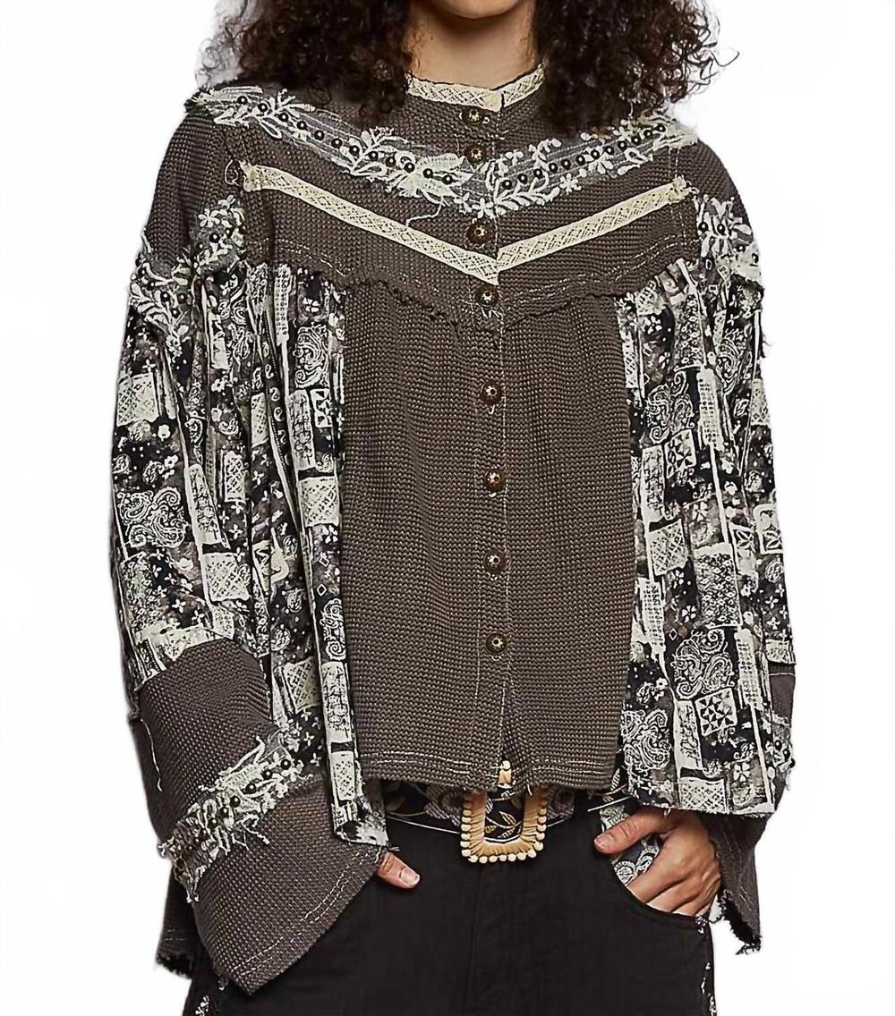 NEW POL high neck thermal top in charcoal